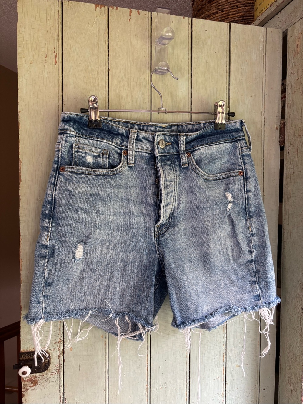 Old Navy Faded Blue Distressed Denim Shorts